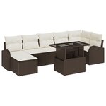 vidaXL Ensemble de Canapé de Jardin de 8 Pièces avec Coussins Marron en Poly Rattan