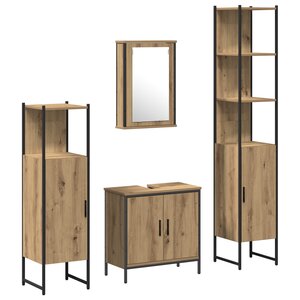 vidaXL Ensemble de meubles de salle de bain 4 pièces en bois d'artisanat couleur chêne