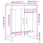 vidaXL Buffet gris béton 69 5x34x90 cm bois d'ingénierie