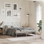 vidaXL Cadre de lit métal sans matelas et pied de lit blanc 137x190 cm