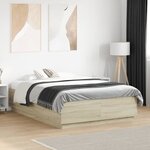 vidaXL Cadre de lit avec LED sans matelas chêne sonoma 135x190 cm