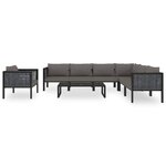 Salon de jardin meuble d'extérieur ensemble de mobilier 8 pièces avec coussins résine tressée anthracite 02_0017669
