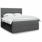 vidaXL Sommier à lattes de lit avec matelas Gris foncé 180x200cm Tissu