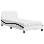 vidaXL Lit avec matelas blanc et noir 90x190 cm similicuir
