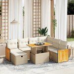 vidaXL Salon de jardin avec coussins 8 Pièces beige résine tressée
