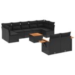 vidaXL Salon de jardin 10 Pièces avec coussins noir résine tressée
