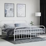 vidaXL Cadre de lit métal avec tête de lit/pied de lit blanc 200x200cm