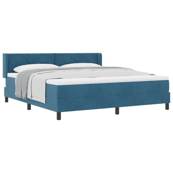 Lit box spring vidaXL avec matelas bleu foncé 180x200 cm en velours