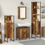 vidaXL Ensemble de mobilier de salle de bain   4 pièces  Bois vieilli  Bois d'ingénierie