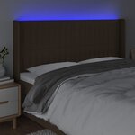 vidaXL Tête de lit à LED Marron foncé 203x16x118/128 cm Tissu