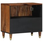 vidaXL Cabinet sous lavabo de salle de bain Marron miel avec détails dorés