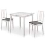 vidaXL Mobilier de salle à manger 3 Pièces MDF Blanc