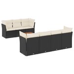 vidaXL Salon de jardin 8 Pièces avec coussins noir résine tressée