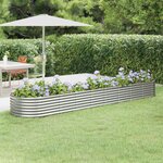 vidaXL Lit surélevé de jardin Acier enduit de poudre Argenté
