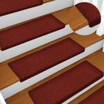 vidaXL Tapis d'escalier 15 Pièces Tissu aiguilleté 65x21x4 cm Rouge