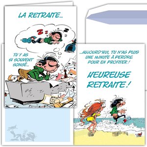 Maxi grande carte géante départ retraite gaston lagaffe franquin avec enveloppe