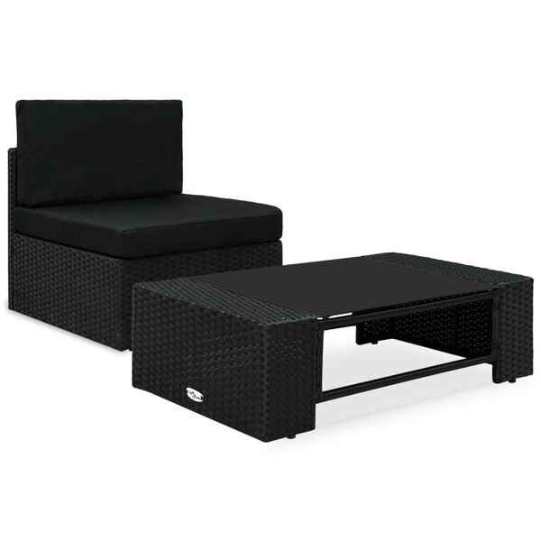 vidaXL Salon de jardin 2 Pièces Résine tressée Noir