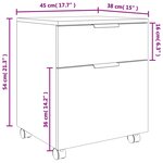 vidaXL Classeur mobile avec roues Chêne sonoma 45x38x54 cm