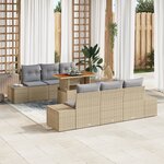 vidaXL Set de canapé de jardin à 7 pièces avec coussins en rotin poly beige
