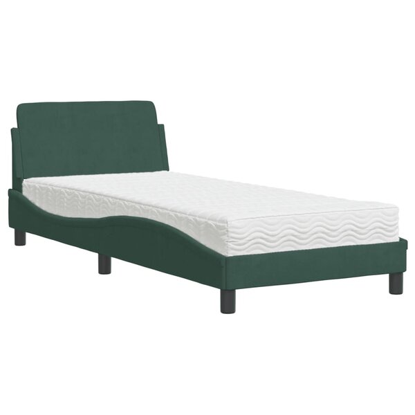 vidaXL Lit avec matelas vert foncé 90x190 cm velours