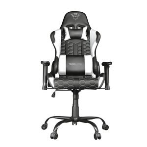 Trust GXT 708R Rest Gaming Chair - Accoudoirs - Dossier réglable entre 90° et 180° - Coussin lombaire et cervical - Roues en nylon - Piston à gaz classe 4 - Base en métal - Max. 150kg - Couleur Noir/Blanc