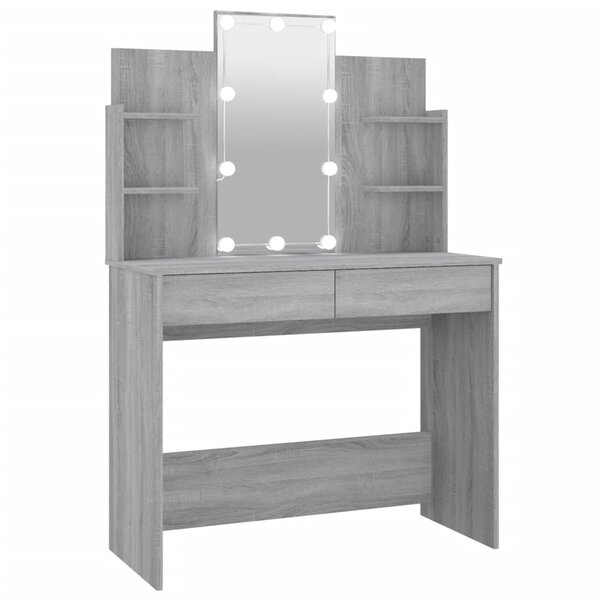 vidaXL Coiffeuse avec LED Sonoma gris 96x40x142 cm