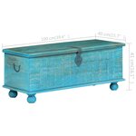 vidaXL Coffre de rangement Bois de manguier massif 100x40x41 cm Bleu