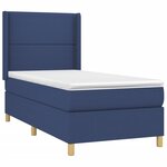 vidaXL Sommier à lattes de lit matelas et LED Bleu 90x200 cm Tissu