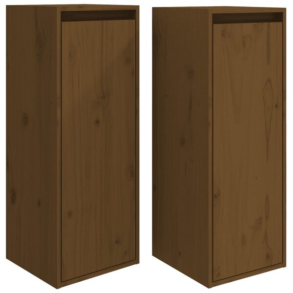 vidaXL Armoires murales 2Pièces Marron miel 30x30x80cm Bois de pin massif