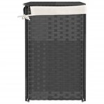 vidaXL Panier à linge avec 2 sections gris 53x35x57 cm résine tressée