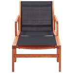 vidaXL Chaise de jardin et repose-pied Eucalyptus solide et textilène