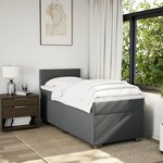 vidaXL Sommier à lattes de lit avec matelas Gris foncé 90x200 cm Tissu