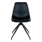 2 chaises de salle à manger en cuir synthétique avec pivot noir et pieds noirs