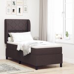 Lit à sommier tapissier avec matelas - Marron foncé  80x200 cm  Tissu