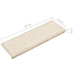 vidaXL Tapis d'escalier 15 Pièces 65x21x4 cm Blanc
