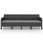 vidaXL Salon de jardin 3 Pièces avec coussins PP Rotin Anthracite