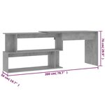 vidaXL Bureau d'angle Gris béton 200x50x76 cm Bois d’ingénierie