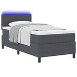 vidaXL Lit à Sommier avec Matelas et Lumière LED Gris Foncé en Velours Côtélé