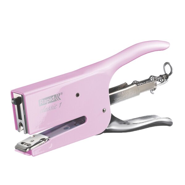 Pince agrafeuse rapid classic rétro rose - agrafes 26/6 et 26/8 - capacité 50 feuilles