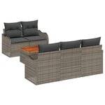 vidaXL Ensemble de Canapé de Jardin 6 pièces avec Coussins Gris Poly Rotin Acacia