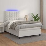 vidaXL Sommier à lattes de lit matelas LED blanc 120x190 cm similicuir