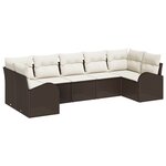 Ensemble de canapé de jardin vidaXL 7 pièces avec coussins marron en poly rotin