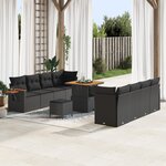 vidaXL Ensemble de sofa de jardin 11 pièces avec coussins en rattan noir