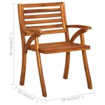 vidaXL Chaises à dîner de jardin avec coussins 2 Pièces Acacia massif