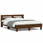 vidaXL Cadre de lit avec LED sans matelas chêne marron 150x200 cm