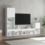 vidaXL Unités murales TV avec LED 4 Pièces blanc bois d'ingénierie
