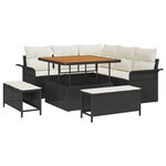 vidaXL Ensemble de canapés de jardin 8 pièces avec coussins noir poly rattan acacia