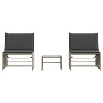 vidaXL Chaises longues lot de 2 avec table gris clair résine tressée