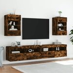 vidaXL Meuble TV mural avec lumières LED chêne fumé 40x30x60 5 cm