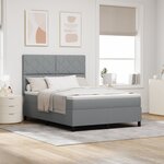 vidaXL Lit à ressorts avec matelas et lumière LED Gris clair 140x200 cm Tissu